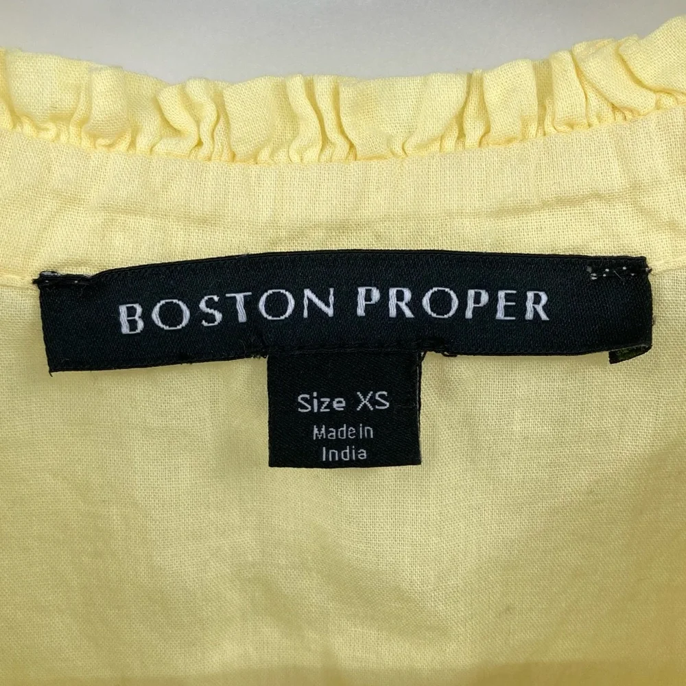 Boston Proper Tiered Shift Dress Lemon Drop XS Babydoll Ruffled Feminine Boho - Picture 5 of 7